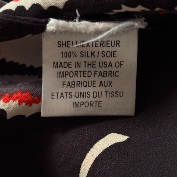 Milly Silk Floral Poppy Print Puff Sleeve Black Red Button Down Blouse Shirt Top - Picture 8 of 8
